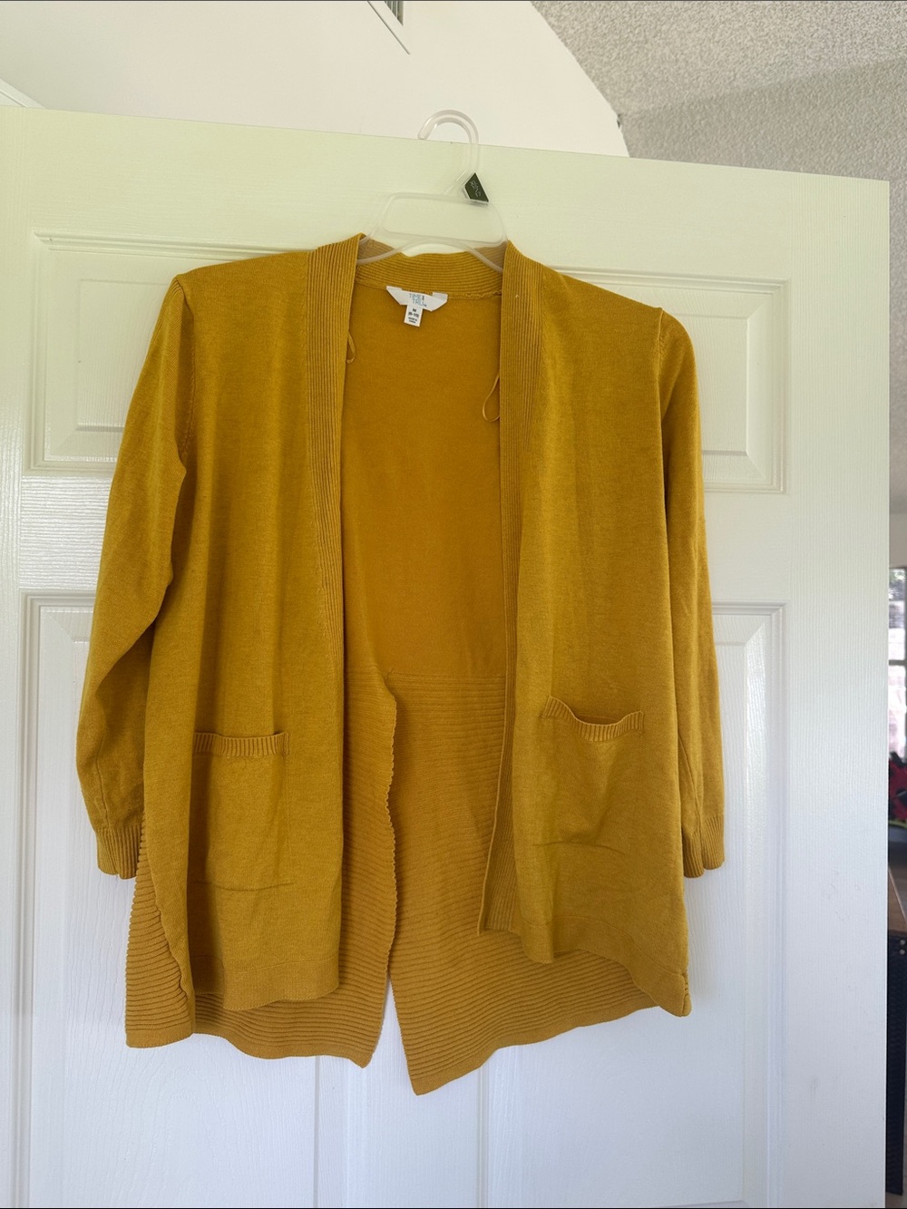 Time and Tru Mustard Open-Front Cardigan
